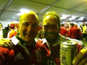 Bill and John at the British and Irish Lions match in Sydney